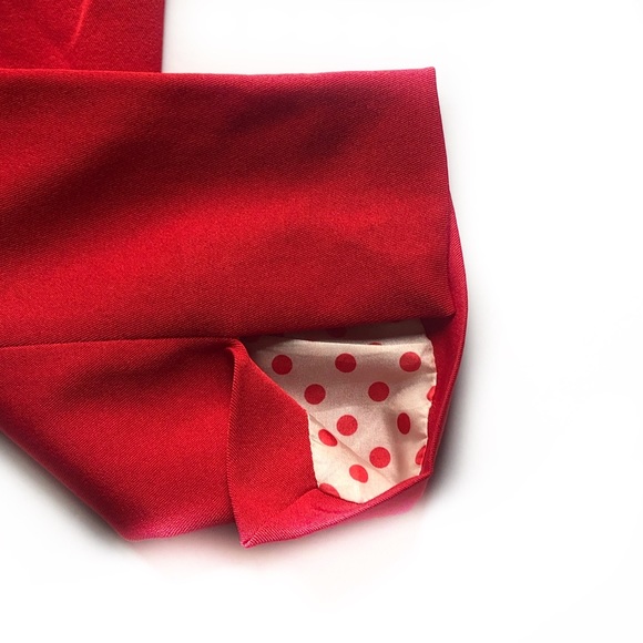 Doe & Rae Red Blazer with Polka Dot Lining Perfect for the Holidays - Picture 9 of 14